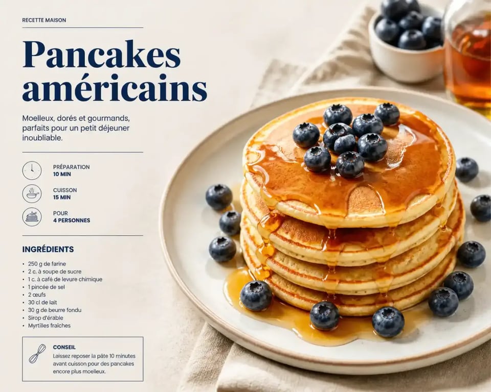 Pancakes américains avec sirop d'érable pour une recette de cuisine américaine maison