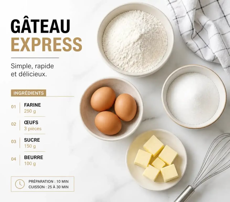 Ingrédients nécessaires pour préparer un gâteau express au Thermomix