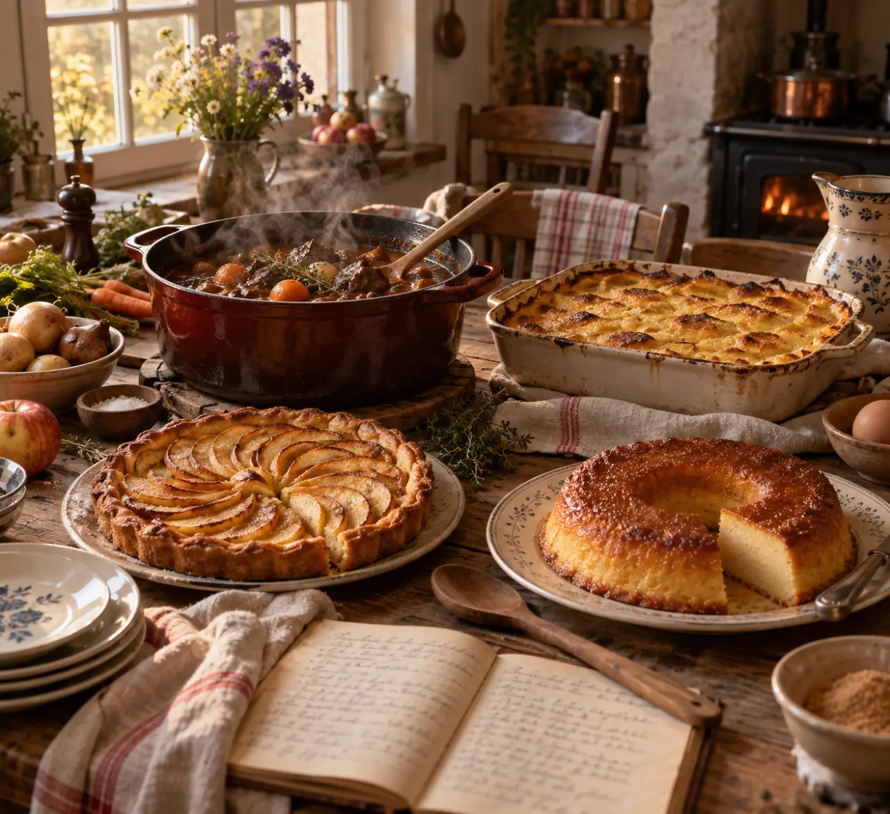 Les vieilles recettes de grand-mère réunissent plats mijotés, gratins et desserts de l’enfance
