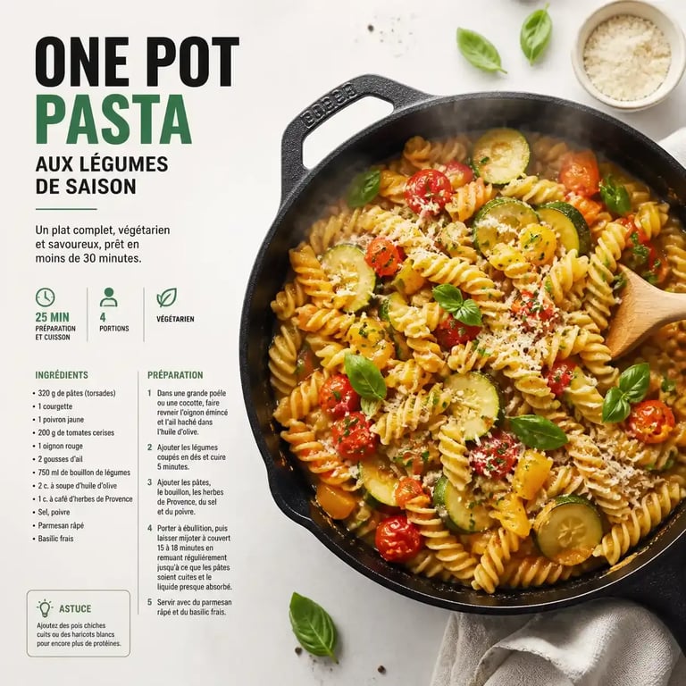 Recette de one pot pasta simple et rapide pour van ou voiture