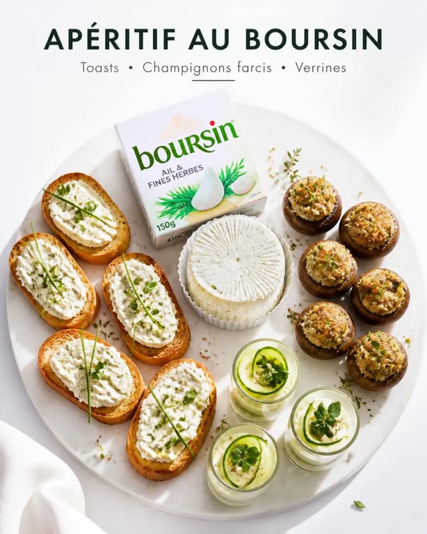 Recette boursin recettes cuisine pour apéritif avec toasts et bouchées chaudes
