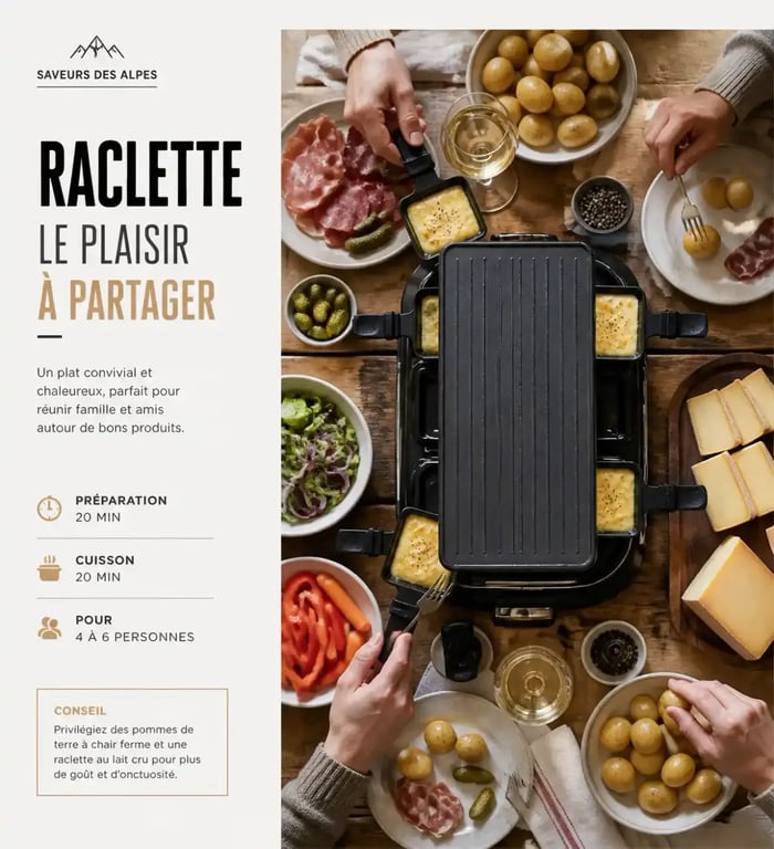 Idées repas hiver conviviaux : table de raclette partagée en famille