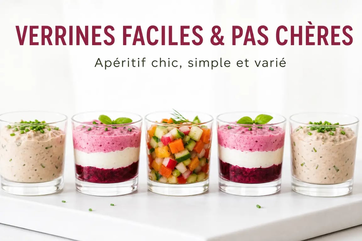 Verrine facile et pas cher pour l’apéritif avec plusieurs verrines salées variées et économiques