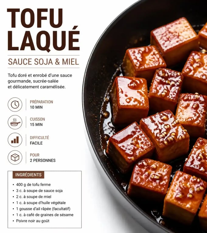 Tofu laqué, une idée de plats asiatiques faciles.