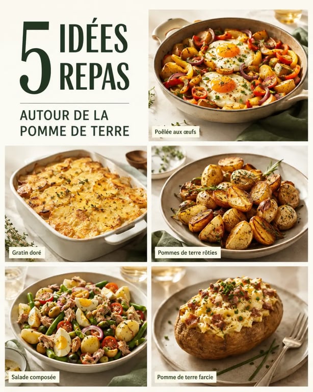 Idées repas pomme de terre : poêlée, gratin, pommes de terre rôties et salade composée