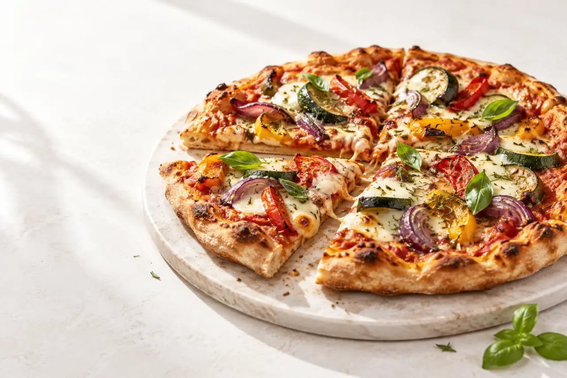 Gospi.fr recettes de cuisine : pizza maison garnie de légumes et de fromage
