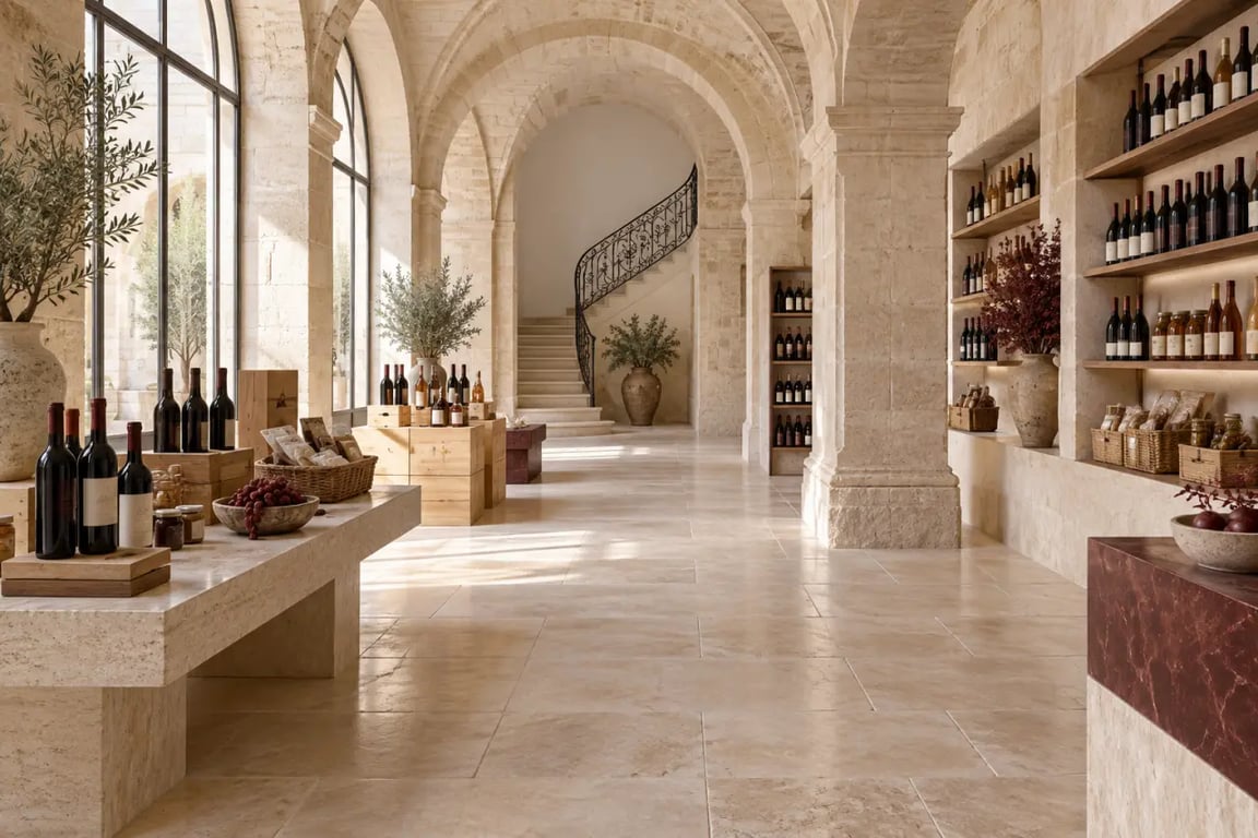Intérieur évocateur de la maison régionale des vins et des produits du terroir à Montpellier