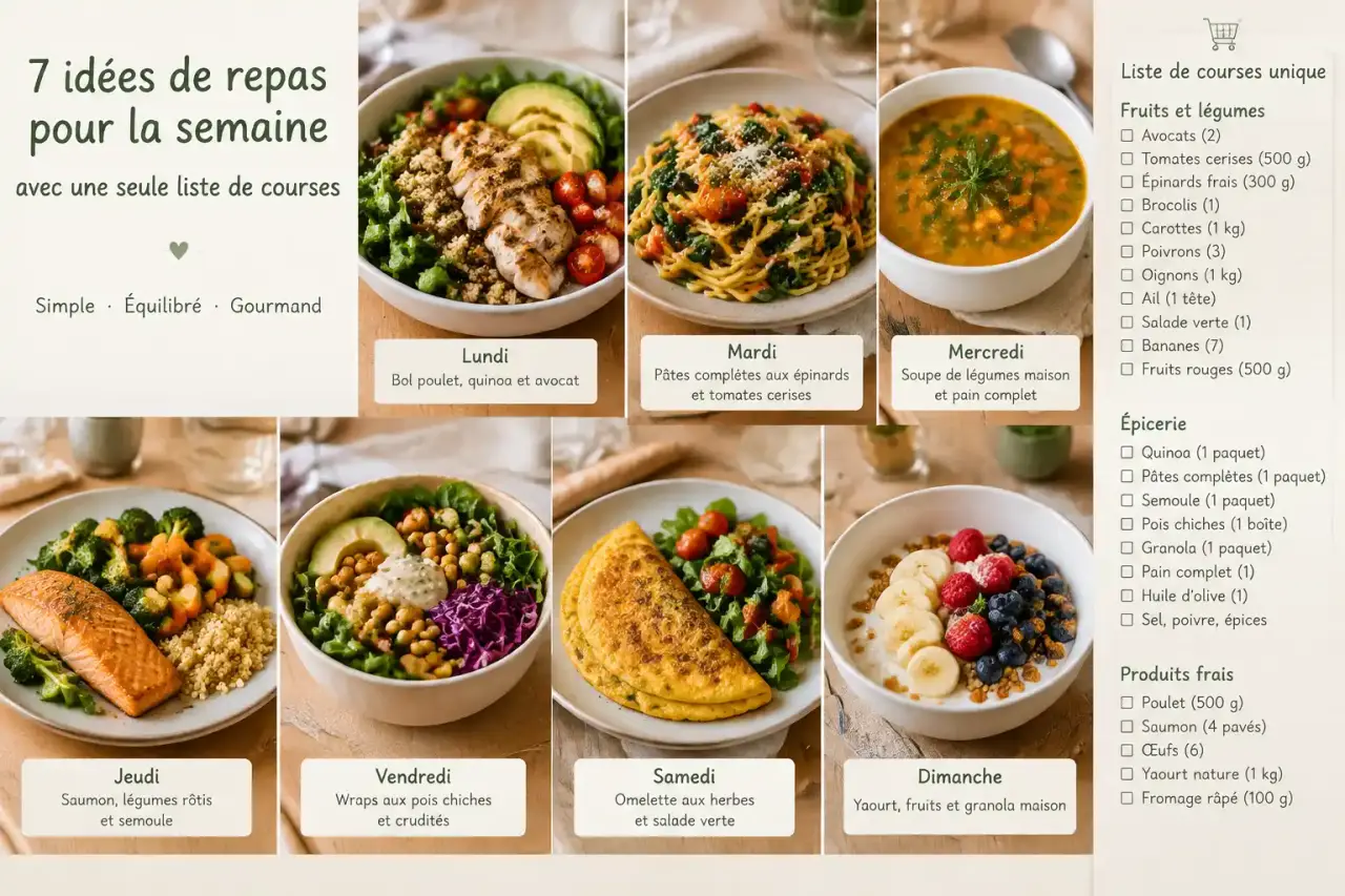 7 idées de repas pour la semaine avec une seule liste de courses