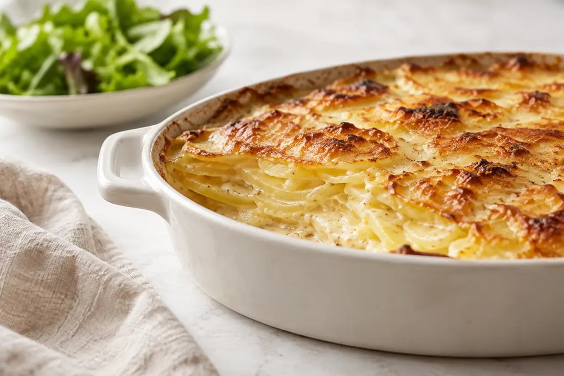 Vieilles recettes de cuisine de grand-mère avec gratin dauphinois doré