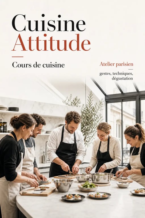 Cuisine attitude cours : atelier parisien convivial avec chef et petit groupe