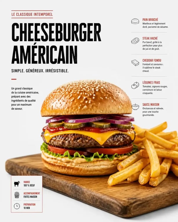 Cheeseburger classique, icône de la cuisine américaine