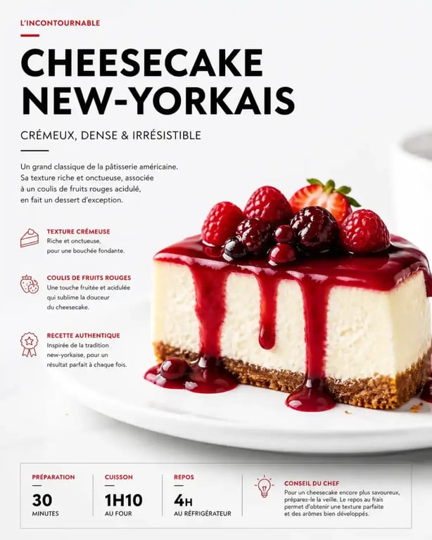 Cheesecake new-yorkais, dessert emblématique de la cuisine américaine
