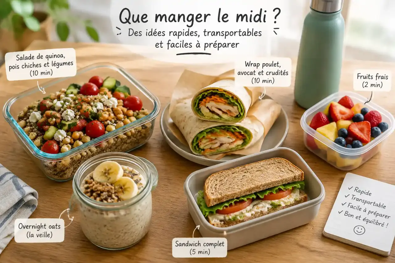 Que manger le midi ? Des idées rapides, transportables et faciles à préparer