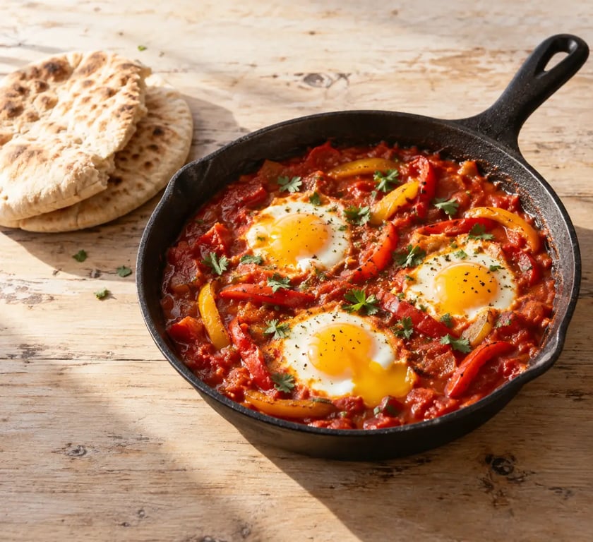 Cuisine méditerranéenne recettes facile : chakchouka aux œufs, tomates et poivrons
