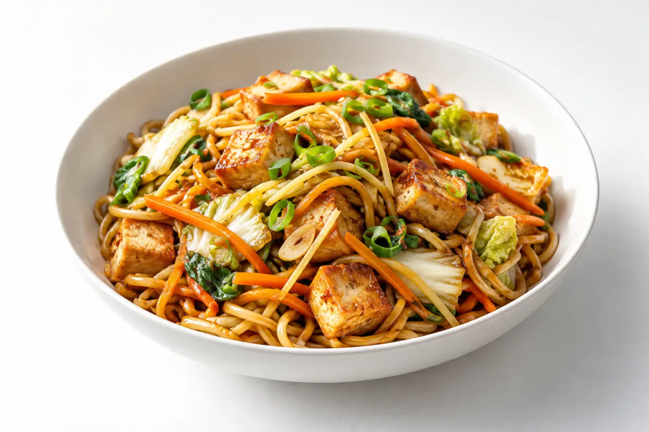 Recettes chinoises faciles : nouilles sautées aux légumes et tofu