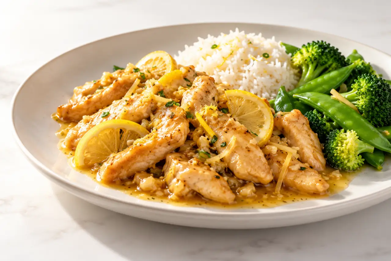 Recettes chinoises faciles : poulet au citron avec riz et légumes
